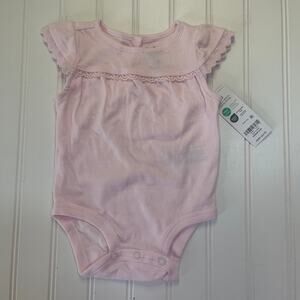 NWT Oshkosh Baby B'Gosh Pink Flutter Sleeve Bodysuit Eyelet Size Girls 3 Months